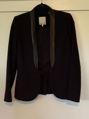 Rebecca Taylor Black Blazer with leather trim lapel size 4